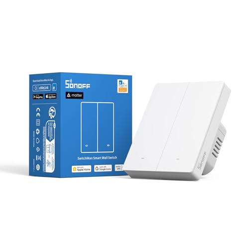 SONOFF Smart Wlan Wandschalter, Intelligent WiFi Lichtschalter,M5 Matter 2 Gang vom Typ 80 mit Timing, Sprachsteuerung, kompatibel mit Matter & Alexa & Google Home (Neutralleiter erforderlich) von SONOFF