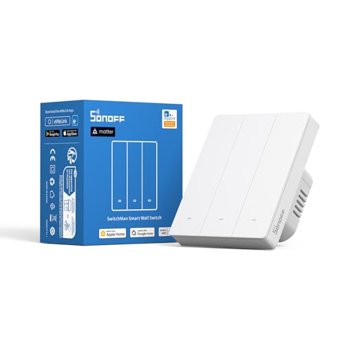 SONOFF Smart Wlan Wandschalter, Intelligent WiFi Lichtschalter,M5 Matter 3 Gang vom Typ 80 mit Timing, Sprachsteuerung, kompatibel mit Matter & Alexa & Google Home (Neutralleiter erforderlich) von SONOFF