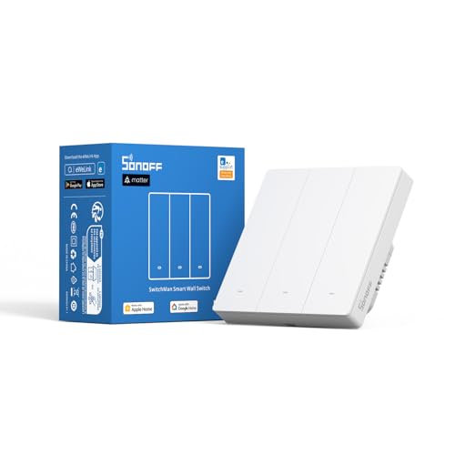 SONOFF Smart WLAN Wandschalter, Intelligent WiFi Lichtschalter,M5 Matter 3 Gang vom Typ 86 mit Timing, Sprachsteuerung, kompatibel mit Matter & Alexa & Google Home (Neutralleiter erforderlich) von SONOFF