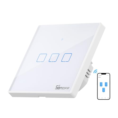 SONOFF T2EU3C-TX Wlan Wand Touch Lichtschalter, RF Wireless WiFi Wandsteuerung, 3 Kanal Schalter für Smart Home-Automatisierungslösungen (1-Wege Ultraweiß) SONOFF T2EU3C-TX Wlan Wand Touch Lichtschalter, RF Wireless WiFi Wandsteuerung, 3 Kanal Schalter für Smart Home-Automatisierungslösungen (1-Wege Ultraweiß) von SONOFF