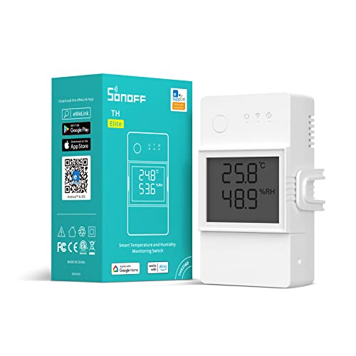 SONOFF THR316D Elite 16A Smart Schalter mit Temperatur und Luftfeuchtigkeit Überwachung mit LCD-Bildschirm,Kompatibel mit Alexa/Google Home/IFTTT. von SONOFF