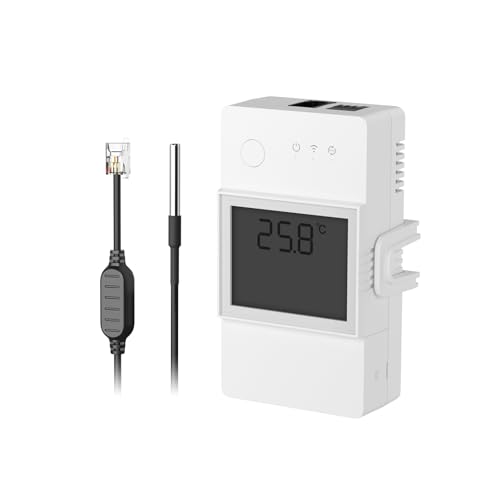 SONOFF THR320D Elite 20A Smart Schalter mit Temperatur und Luftfeuchtigkeit Überwachung mit LCD-Bildschirm + WTS01 Wasserdichter Temperatursensor - RJ9 4P4C,Kompatibel mit Alexa/Google Home/IFTTT SONOFF THR320D Elite 20A Smart Schalter mit Temperatur und Luftfeuchtigkeit Überwachung mit LCD-Bildschirm + WTS01 Wasserdichter Temperatursensor - RJ9 4P4C,Kompatibel mit Alexa/Google Home/IFTTT von SONOFF