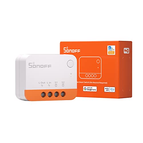 SONOFF ZBMINIL2 Zigbee Smart Schalter,6A/1440W 2 Way Smart Switch(Kein Neutralleiter Erforderlich),Smart Lichtschalter Zigbee 3.0 Hub Erforderlich,Kompatibel mit Alexa, Google Home, Home Assistant. von SONOFF