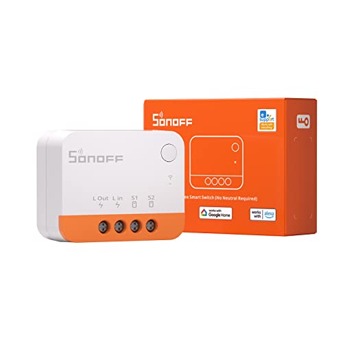 SONOFF ZBMINIL2 Zigbee Smart Schalter,6A/1440W 2 Way Smart Switch(Kein Neutralleiter Erforderlich),Smart Lichtschalter Zigbee 3.0 Hub Erforderlich,Kompatibel mit Alexa, Google Home. von SONOFF