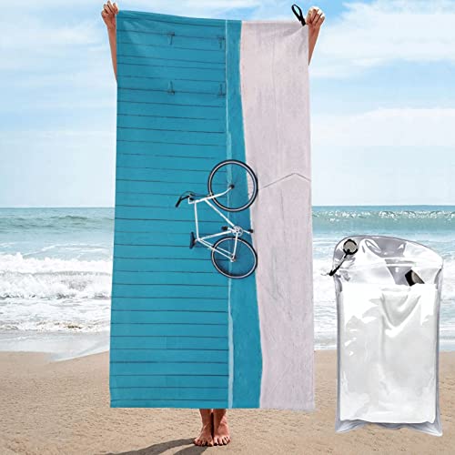 SONOON Schönes Fahrrad-Druck-Strandtuch, Mikrofaser-Saunatuch, schnelltrocknendes Fitness-Handtuch, leichtes und dünnes tragbares Saunatuch von SONOON