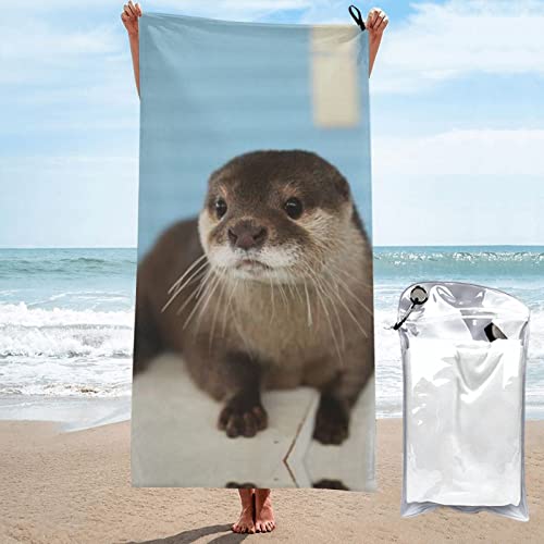 SONOON Strandtuch mit niedlichem Otter-Druck, Mikrofaser-Saunatuch, schnelltrocknendes Fitness-Handtuch, leichtes und dünnes tragbares Saunatuch von SONOON