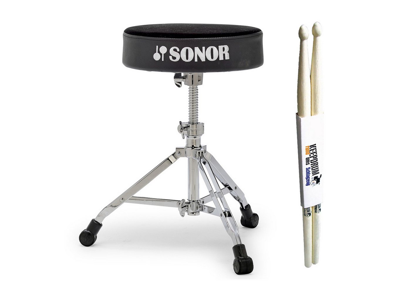 SONOR Schlagzeughocker Sonor Schlagzeughocker DT 4000 mit Schlagzeugstöcken (Schlagzeug Hocker, Hocker), Hocker mit Drumsticks von SONOR