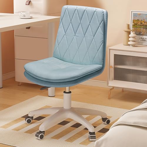 SONOSS Bürostuhl ohne Armlehnen, Computerstuhl aus technischem Stoff mit erhöhter und drehbarer Rückenlehne, Nylonfuß for Zuhause/Büro(Blue) von SONOSS