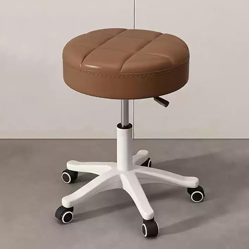 SONOSS Rollhocker mit Rädern, Kleiner Bürostuhl aus PU-Leder, vielseitig Verstellbarer Drehhocker for die Arbeit oder eine SPA-Shop-Massage(Brown) von SONOSS