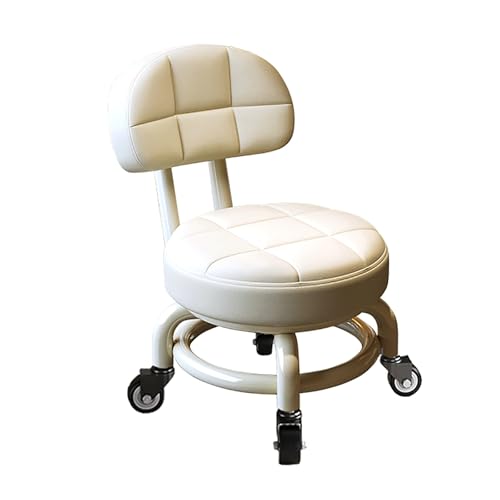 Schreibtischstuhl for Kinder, Rollhocker mit Rückenlehne, stabile, langlebige Stühle, ergonomisches Design for den Innen- und Außenbereich for Jungen und Mädchen(White) von SONOSS