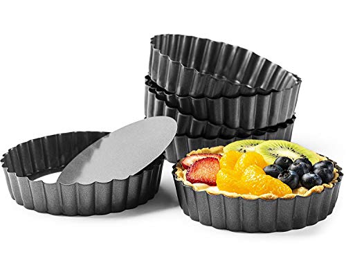 Quiche-Pfannen, 6 Stück/Set, 12 cm, antihaftbeschichtet, abnehmbarer Boden von SONSMER