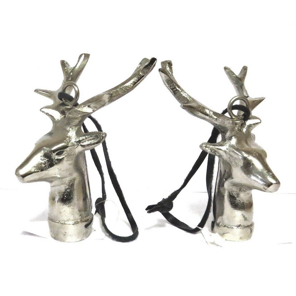 colmore Dekohänger Deko Hänger Hirsch Silber Metall Weihnachten Baumschmuck 2er Set 11 cm, 2er Set von colmore
