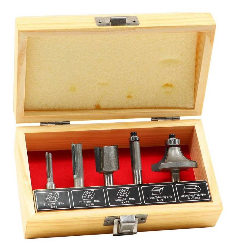 Easy Work Fräsbohrer Oberfräsensatz 5 teilig zum Nuten, Abkanten, Ausfräsen, Formen von Easy Work