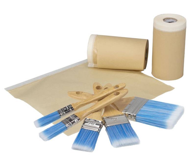 peveha24 Pinsel Krepp Abdeckpapier Abdeckfolie Rollen mit Synthetic Malerpinsel Set von peveha24
