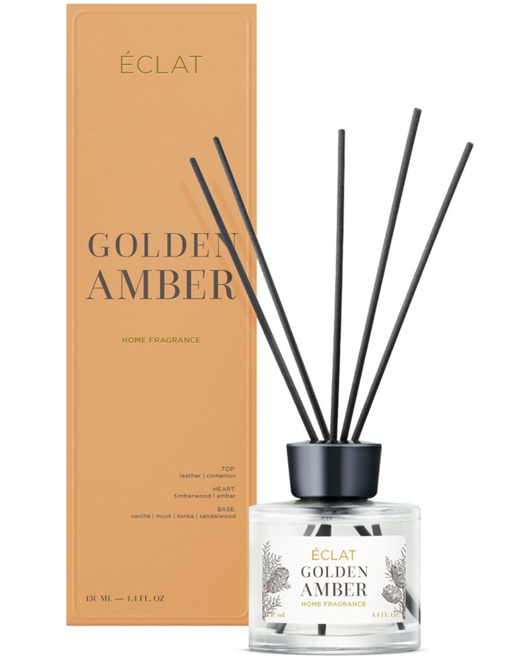 ÉCLAT Raumduft ECLAT Golden Amber - Raumduft Diffusor Lufterfrischer mit Stäbchen von ECLAT
