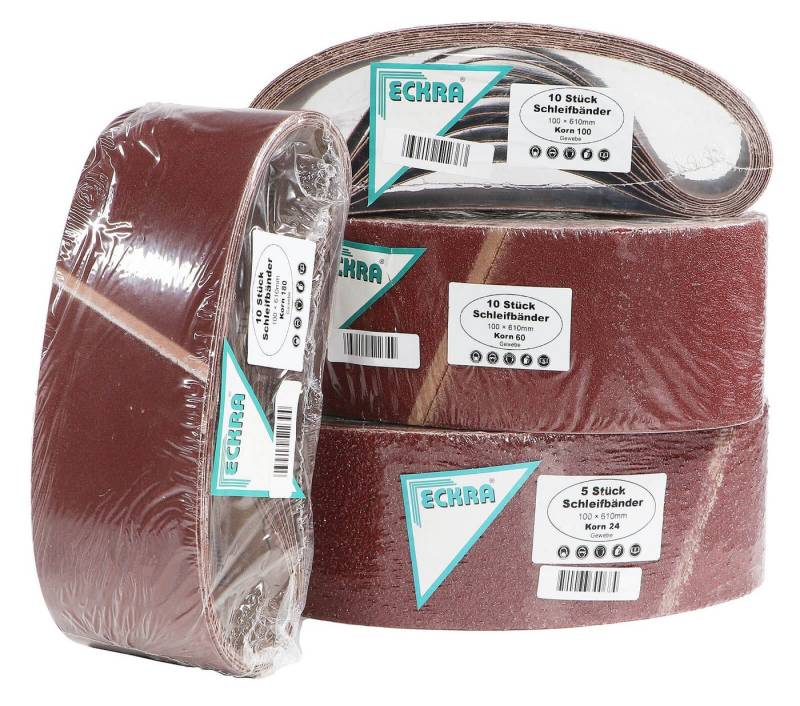 Eckra Schleifscheibe 35 Schleifbänder 100x610mm Sortiment Korn 24 60 100 180, für Bandschleifer von Eckra