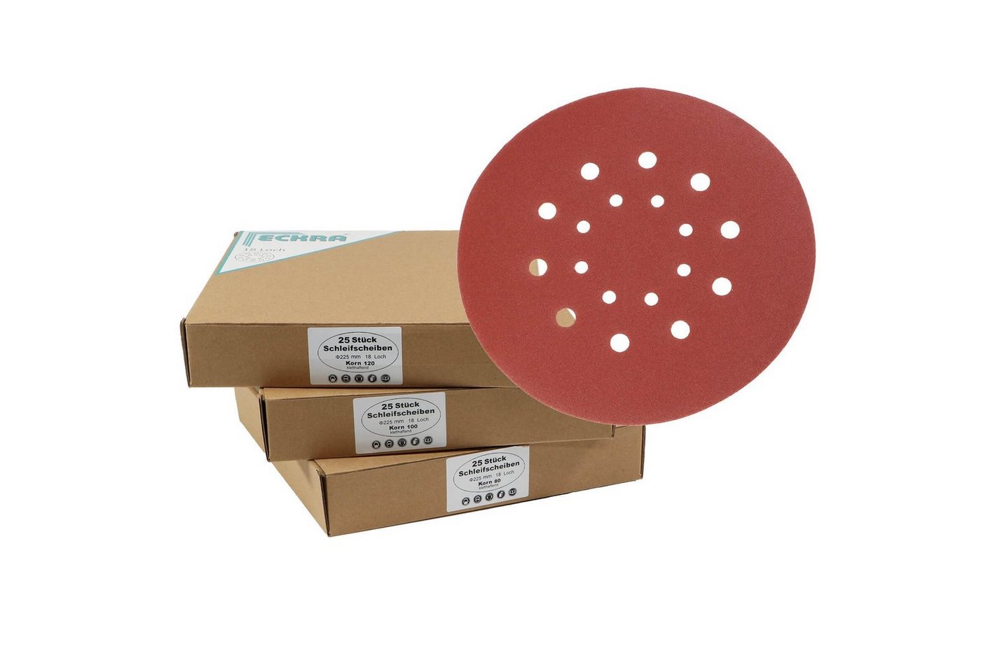 Eckra Schleifscheibe 75 Blatt Klett Schleifscheiben 225mm - Korn: 80 100 120, (75 St) Eckra Schleifscheibe 75 Blatt Klett Schleifscheiben 225mm - Korn: 80 100 120, (75 St) von Eckra