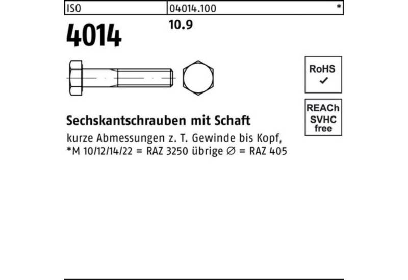 Bufab Sechskantschraube 100er Pack Sechskantschraube ISO 4014 Schaft M16x 90 10.9 25 Stück IS von Bufab