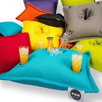 Pool Party Bar-Kissen 75 x 75 x 25 cm, schwimmende Bar, 4 Glashalter und 1 Flaschenhalter, UV-beständig, Grau (PPF7575-1): - Soo Santaï von SOO SANTAÏ