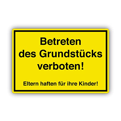 Betreten des Grundstücks verboten Schild 20x30cm aus stabiler Hartschaumplatte in 3mm Stärke - mit UV-Schutz und witterungsbeständig von SOOBSOO