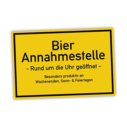 Bier Annahmestelle Schild lustige Geschenk Idee - 20x30cm aus stabiler Hartschaumplatte in 3mm Stärke - Bester Freund Sauf Bier Kumpels Deko Trinkspiele von SOOBSOO