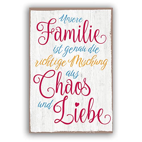 Familie Chaos und Liebe - Schild für Zuhause mit Zitat als Geschenk und zur Dekoration von SOOBSOO