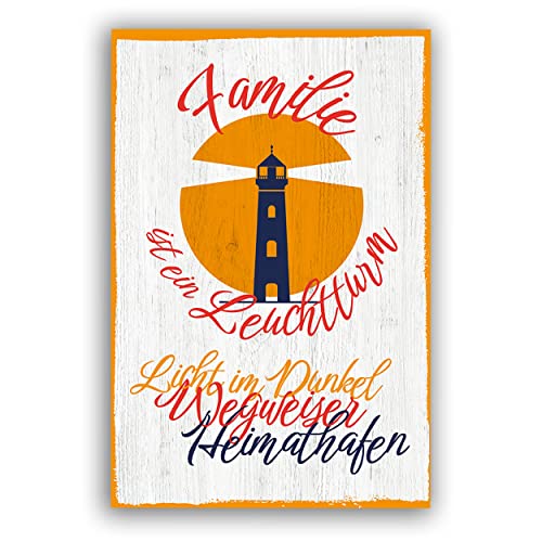 Familie ist ein Leuchtturm - Schild für Zuhause mit Zitat als Geschenk und zur Dekoration von SOOBSOO