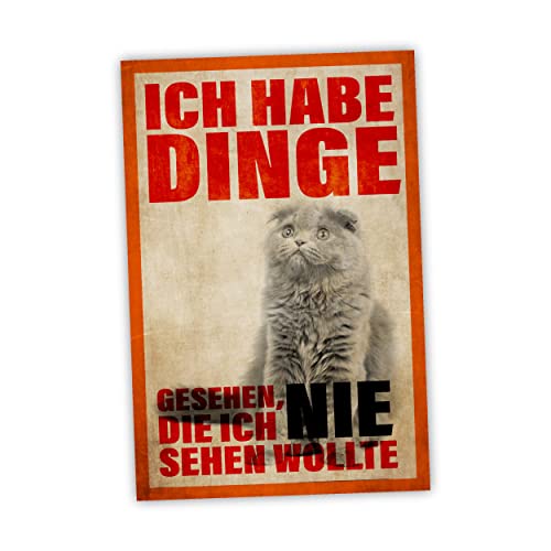 Katze - ich habe Dinge gesehen Schild lustige Geschenk Idee - 20x30cm aus stabiler Hartschaumplatte in 3mm Stärke von SOOBSOO