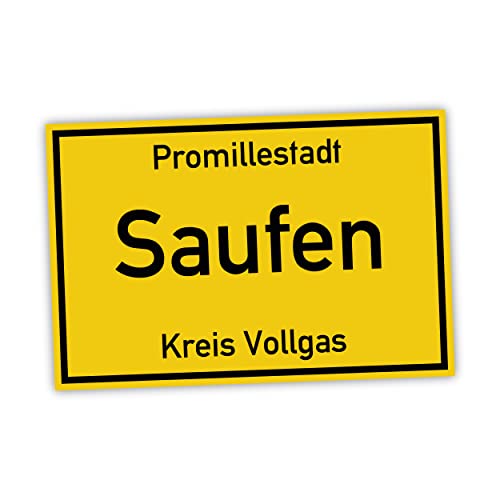 Promillestadt Saufen Schild lustige Geschenk Idee - 20x30cm aus stabiler Hartschaumplatte in 3mm Stärke - Bester Freund Sauf Bier Kumpels Deko Trinkspiele von SOOBSOO