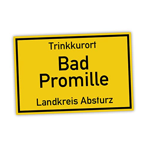 Trinkkurort Bad Promille Schild lustige Geschenk Idee - 20x30cm aus stabiler Hartschaumplatte in 3mm Stärke - Bester Freund Sauf Bier Kumpels Deko Trinkspiele von SOOBSOO