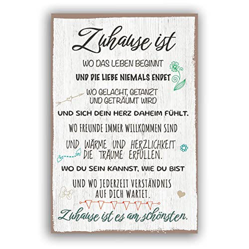 Zuhause ist - Schild für Zuhause mit Zitat als Geschenk und zur Dekoration von SOOBSOO