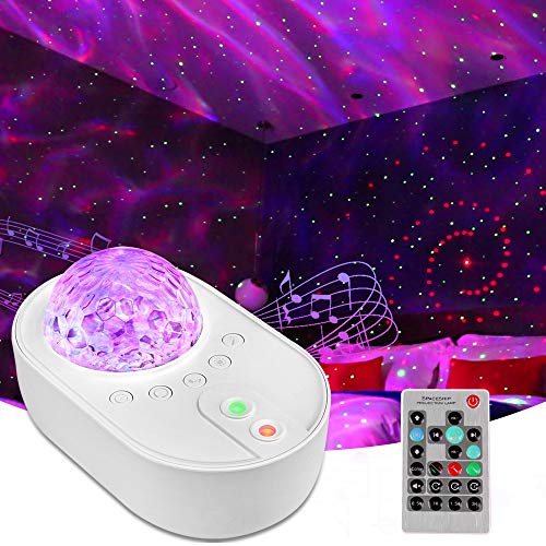 SOONCOR LED-Nachtlicht, Sternenhimmel-Projektor, Lampe mit Ozeanwellen und Galaxie mit bunten Lichtern, Musik über Bluetooth und Fernbedienung von SOONCOR