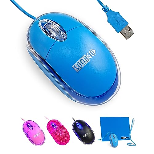 SOONGO Kinder Maus Mini USB Maus Ergonomische Mäuse for Optische Computer Maus Kompatibel mit Computer Laptop PC Desktop Windows 7/8/10 / XP Vista und Mac blau Farbe 1600DPI 1.5M by SOONGO Kinder Maus Mini USB Maus Ergonomische Mäuse for Optische Computer Maus Kompatibel mit Computer Laptop PC Desktop Windows 7/8/10 / XP Vista und Mac blau Farbe 1600DPI 1.5M by von SOONGO