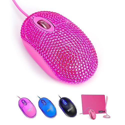SOONGO USB Optical Wired Mini Computer Mouse for Latpot Mice with Pink Crystal Bling Rhinestone Funny Personalised Gift for Kids and Teen Girl Birthday Gift by SOONGO USB Optical Wired Mini Computer Mouse for Latpot Mice with Pink Crystal Bling Rhinestone Funny Personalised Gift for Kids and Teen Girl Birthday Gift by von SOONGO
