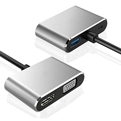 SOONHUA 4- IN- 1Typ- C Audio Video Adapter Multifunktions USB C VGA Adapter USB C zu VGA HDMI- Kompatibel Adapter Unterstützung Windows/Mac/XP System von SOONHUA