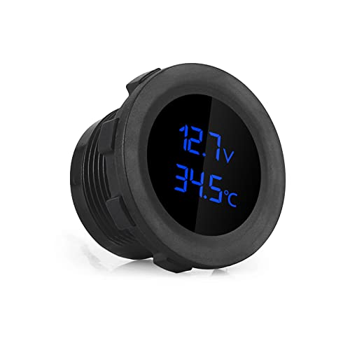 SOONHUA LED Gleichstromvoltmeter 12V Digitalvoltmeter, Auto Motorrad Voltmeter Temperaturmesser Monitor mit LED-Digitalanzeige, digitale Spannung für Auto Boot Marinefahrzeug Motorrad von SOONHUA