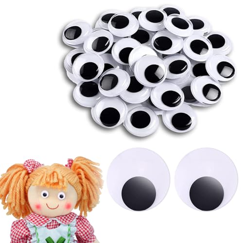 SOONPAM Selbstklebende Wackelaugen 100 Stück 12mm Runde Schwarz Weiß Mobile Augen Kunststoff Bastelaugen Puppenaugen Kulleraugen Selbstklebend Aufkleber von SOONPAM