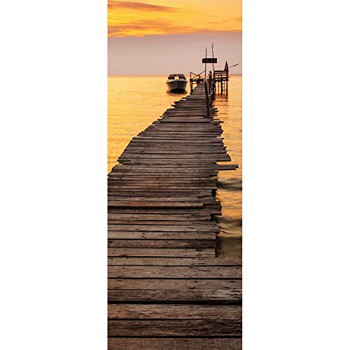 Türtapete selbstklebend TürPoster 3D Bewirken Fototapete Türfolie Poster Tapete Abnehmbar Wandtapete für Wohnzimmer Küche Schlafzimmer 77X200cm (Sonnenuntergang) von SOOOEC