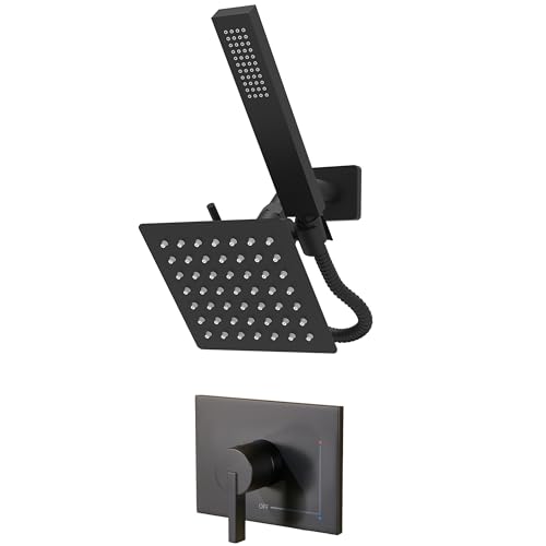 SOOOHOT Schwarzes Duschkopf- und Griff-Set, Duscharmatur-Set, Doppelduschköpfe mit Handbrause Combo, Ganzmetall, 15,2 cm, Dual-Duschkopf-Kombination und 3-Wege-Umsteller, schwarzes Duscharmatur-Set SOOOHOT Schwarzes Duschkopf- und Griff-Set, Duscharmatur-Set, Doppelduschköpfe mit Handbrause Combo, Ganzmetall, 15,2 cm, Dual-Duschkopf-Kombination und 3-Wege-Umsteller, schwarzes Duscharmatur-Set von SOOOHOT