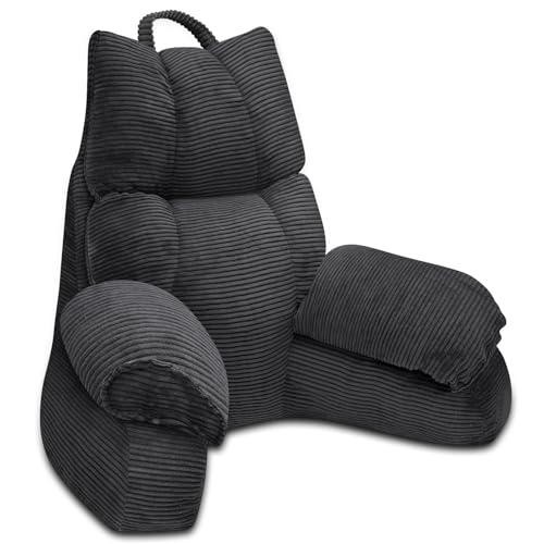 SOOYUZXXED Lesekissen für Bett und Sofa，Rückenkissen für Bett，Lesekissen mit Rückenlehne für Erwachsene ，Bequem zum Sitzen, Lesen & Fernsehen in Bett oder Sofa（Grauschwarz，67 * 30cm） von SOOYUZXXED
