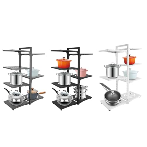 SOPERIT Pfannenhalter 7-Etagen Organizer Topfdeckelhalter Aufbewahrungsregal Töpfe und Pfannen Organisator mit Verstellbaren Teiler Lagerregal Topfdeckelhalter (Weiß) von SOPERIT
