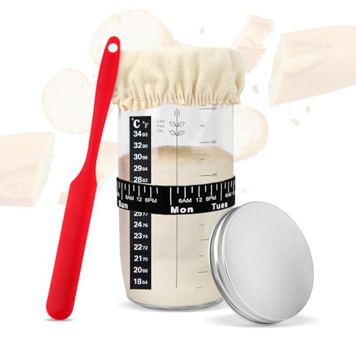 SOPHREPT 730 ml Sauerteig-Starterglas, stabiles Glas mit breiter Halterung, Sauerteigglas mit Deckel, leicht zu lesen und zu reinigen SOPHREPT 730 ml Sauerteig-Starterglas, stabiles Glas mit breiter Halterung, Sauerteigglas mit Deckel, leicht zu lesen und zu reinigen von SOPHREPT