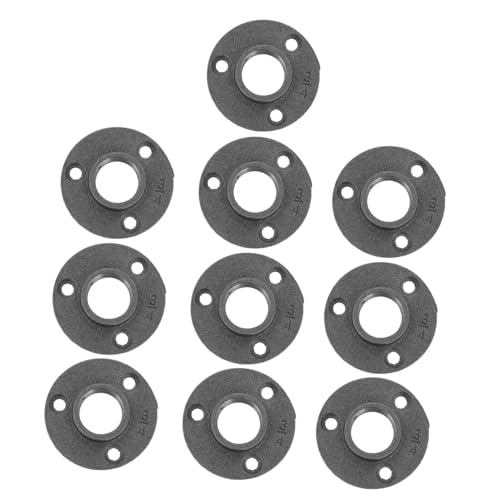 SOPOTUTU 10 Stück Teiliges Bodenflansche aus Duktilen Gusseisen Dekorative Rohrverbinder mit Drei Schrauben Vintage Industrie Design für Möbelregale Wandhalterungen und DIY Projekte Passend von SOPOTUTU
