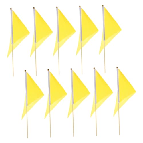 SOPOTUTU 10 Stück Teiliges Markierungsfahnen Gelb Dreieckige Garten und Rasenflaggen aus Polyester für Landschaftsbau Bewässerung Vermessung Baustellen und Grundstückskennzeichnung von SOPOTUTU