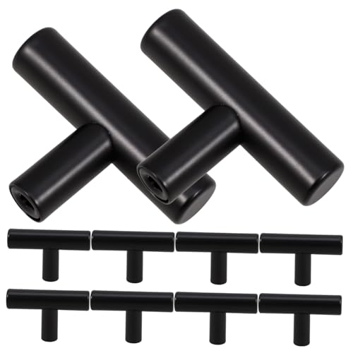 SOPOTUTU 10 Stück Teiliges Schwarze Möbelknöpfe aus Edelstahl Leichte Hohle Schrankgriffe mit Polierter Oberfläche Langlebige Türgriffe für Küchenschränke von SOPOTUTU