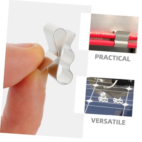 SOPOTUTU 100 Stück Edelstahl Solar Kabelclips für Photovoltaik Stabile Drahtklemmen zur Sicheren Befestigung von Solarkabeln Einfache Montage Geeignet für Solarmodulrahmen und Verkabelung von SOPOTUTU