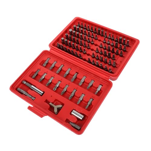 SOPOTUTU 100 Stück Teiliges Schraubendreher bitsatz Set aus Vanadiumstahl Sicherheitsbits und Vierkantbits Vielseitiges Reparaturwerkzeug mit Robustem Kunststoffkoffer Geeignet für von SOPOTUTU