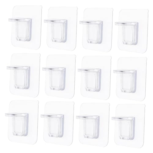 SOPOTUTU 12 Stück Teiliges Regalbodenträger ohne Bohren Selbstklebende Halter für Küchen und Kleiderschränke Transparent Einfache Montage Vielseitig für Einlegeböden und Regalböden von SOPOTUTU