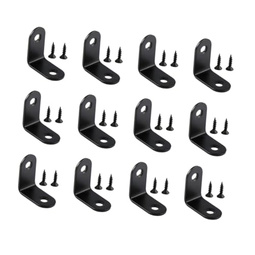 SOPOTUTU 12 Stück Teiliges Schwarzer Eckwinkel aus Edelstahl Robuste Winkelklammer für Möbel und Inklusive Schwarzen Schrauben Einfache Montage Hohe Belastbarkeit für Heim und Gewerbe von SOPOTUTU
