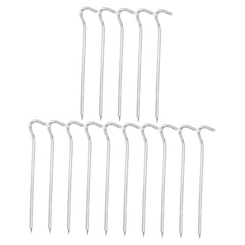 SOPOTUTU 15 Stück Aluminium Zelt Heringe Leichte Robuste Bodenanker mit Hakenform Wetterfeste Zeltnägel für Camping Tarps Gartenpflanzen Einsetzbar Einfach zu Tragen Verwenden von SOPOTUTU